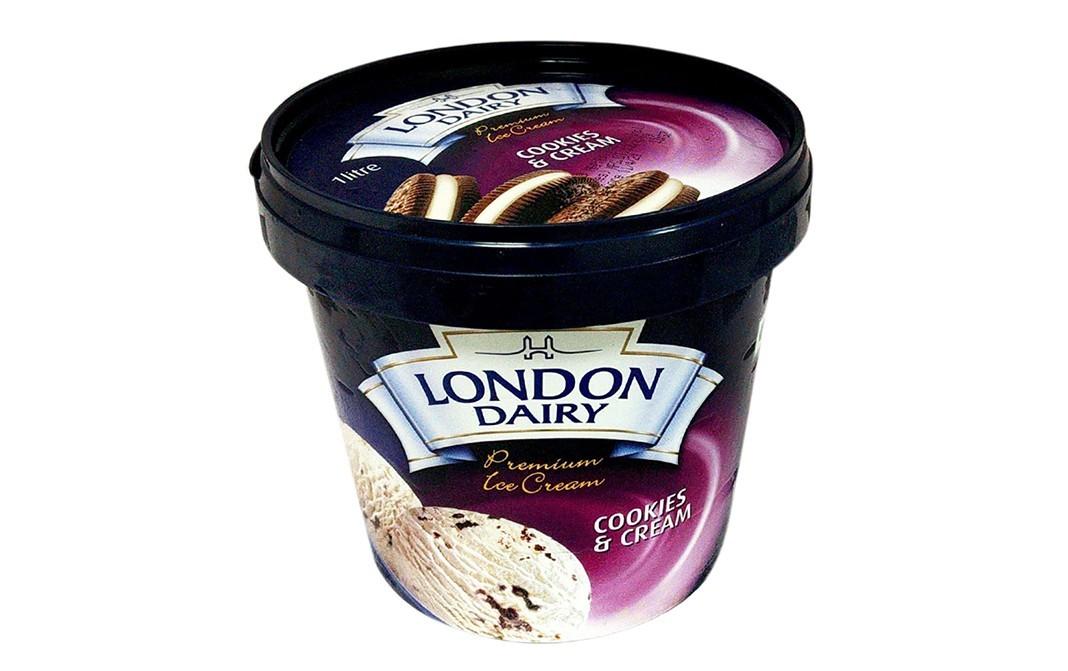 London Dairy Premium Ice Cream Cookies & Cream    Plastic Jar  1 kilogram